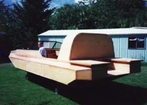 The Explorer 20 prototype hull with its fan duct in place, 1995