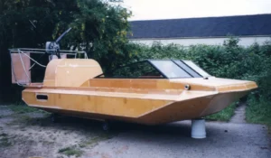Side view of the Explorer 20 prototype under construction, 1995