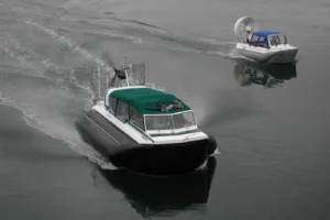 Two hovercraft running on grey water