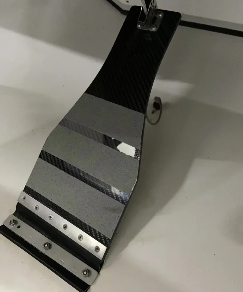 Carbon fiber brake foot pedal at the Explorer 24 helm