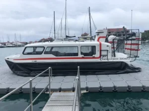 Explorer 24 tied up at a Seychelles marina dock