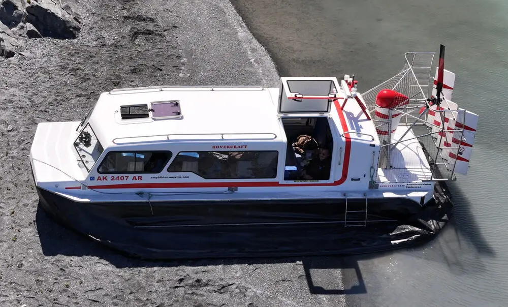 Explorer 24 hovercraft near the Knik Glacier in Alaska