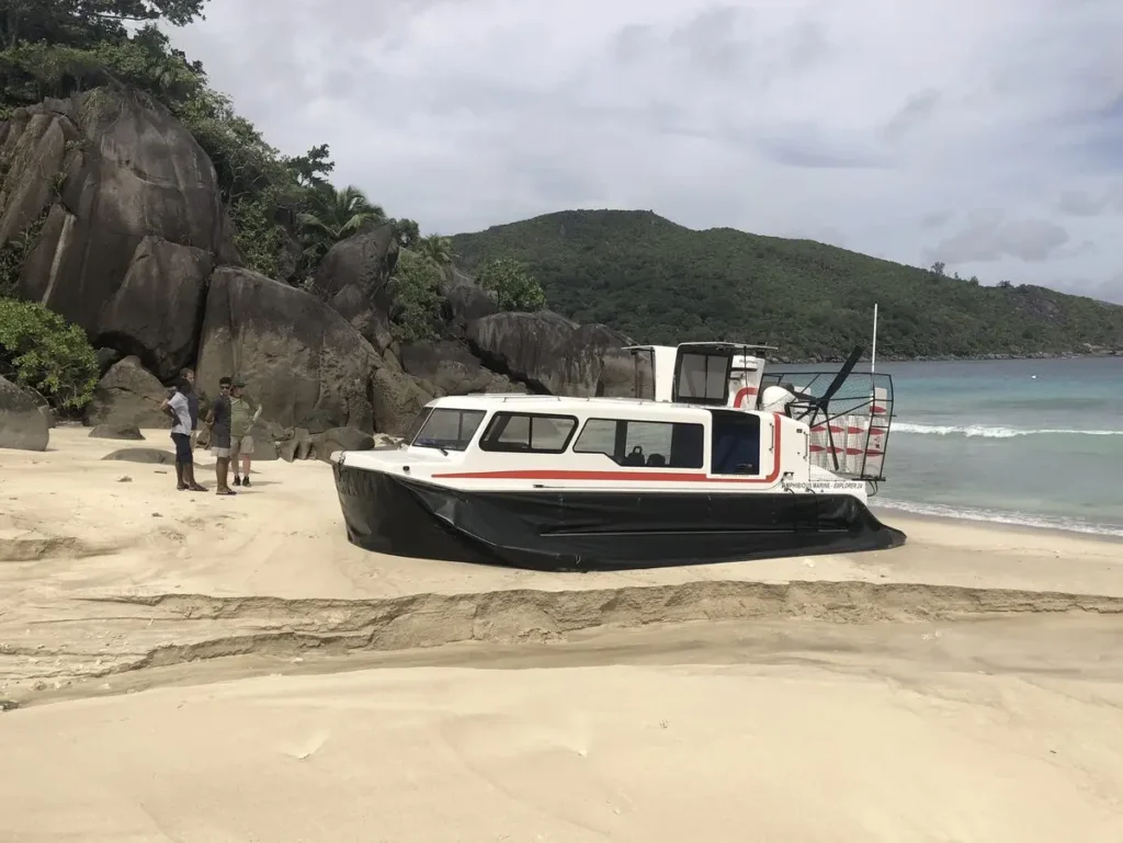Explorer 24 on a remote beach in the Seychelles