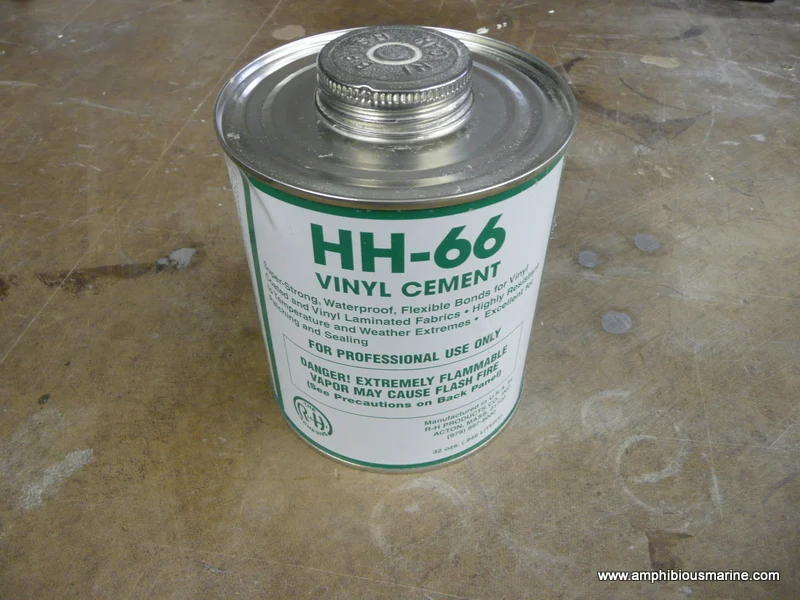 Can of HH-66 vinyl cement used for skirt repairs