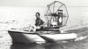 Home built Fantastic 1 hovercraft on the water