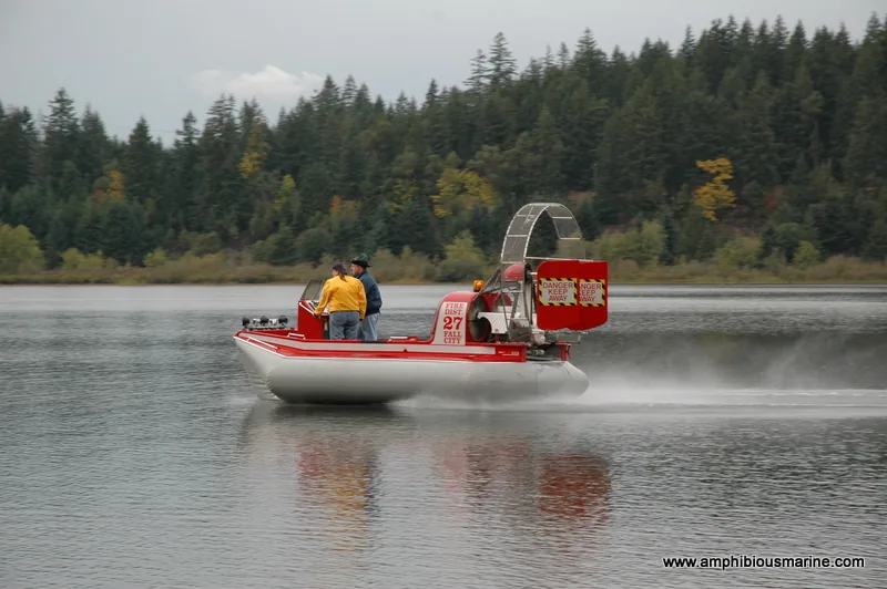 Prospector rescue hovercraft running across a lake