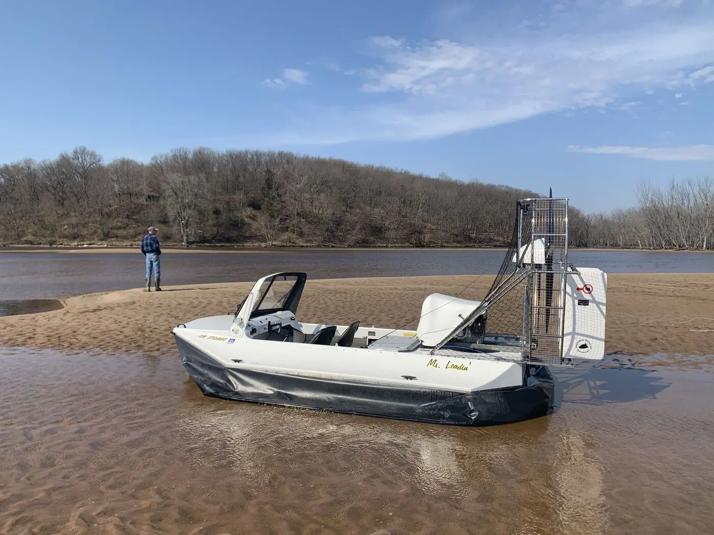 Surveyor 16 hovercraft on a shallow river