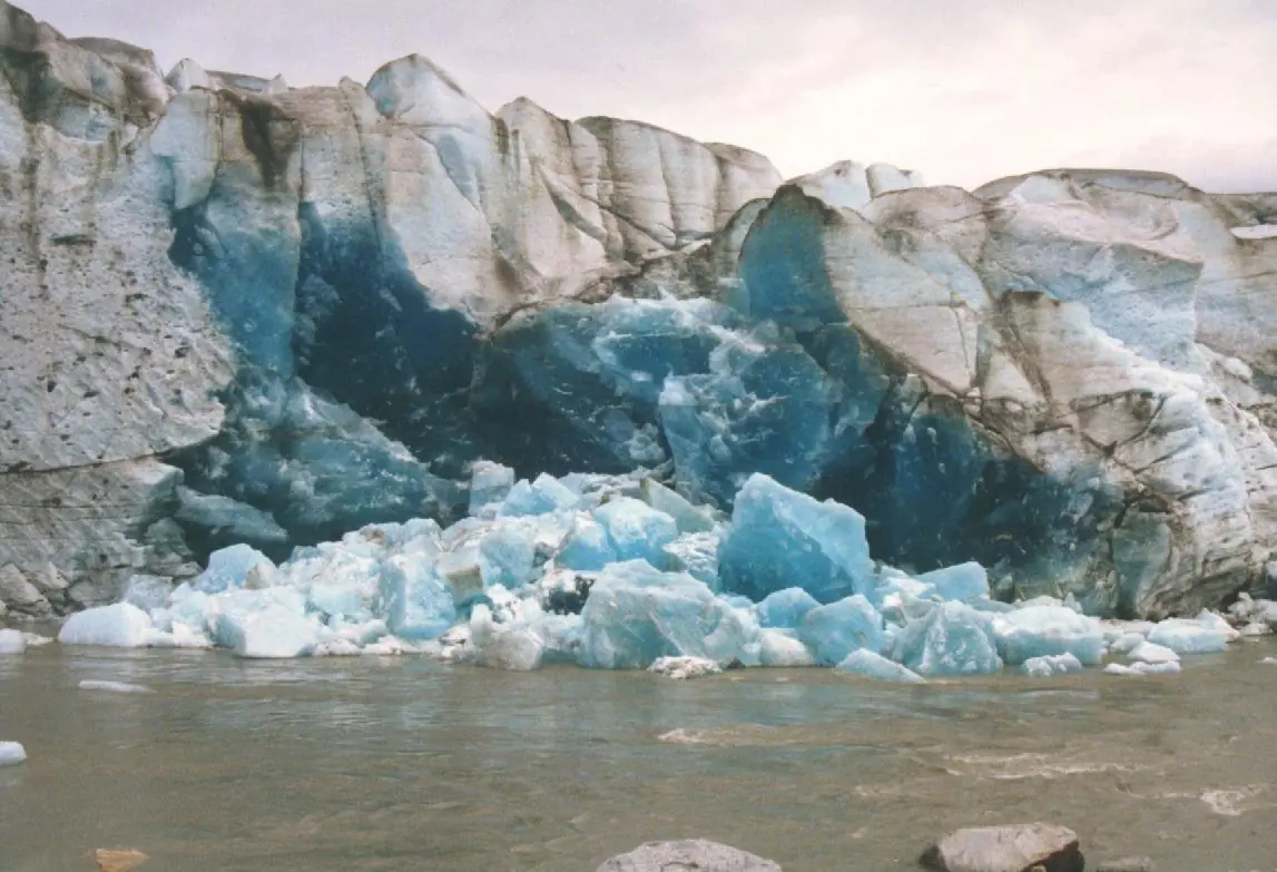 The blue ice face of the Taku Glacier near Juneau, 1998