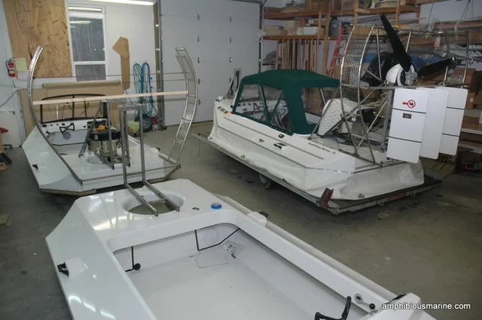 Vanguard hovercraft under construction in the Amphibious Marine shop